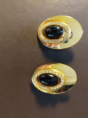 Επιχρυσα σκουλαρικια με ονυχα και ζιργκον σαν καινούργιο