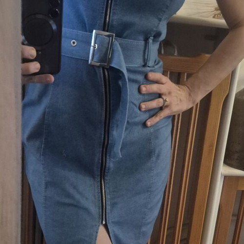 Denim dress with belt like new, size medium