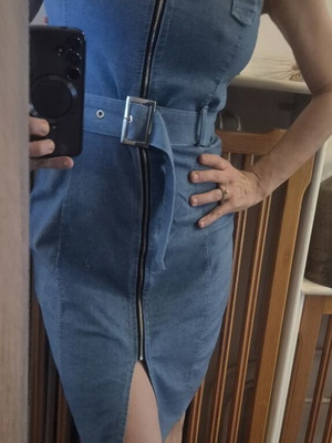 Denim dress with belt like new, size medium