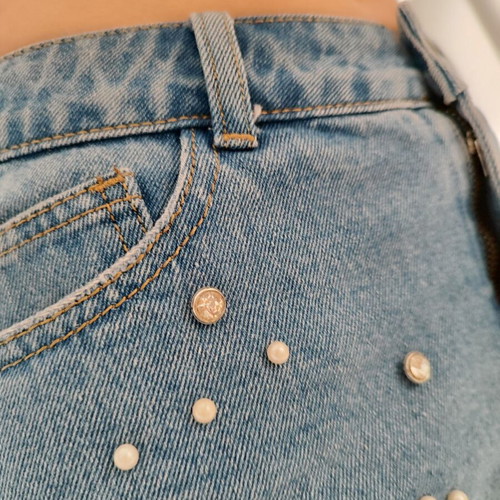 Women's shorts with pearls blue like new, size S