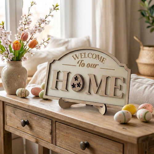 Wooden Welcome to our Home decoration new with Easter design