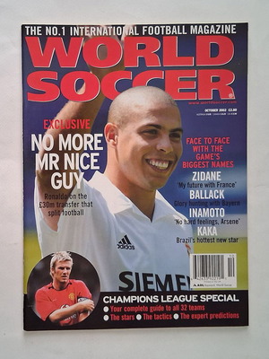 World Soccer October 2002 magazine used, English edition