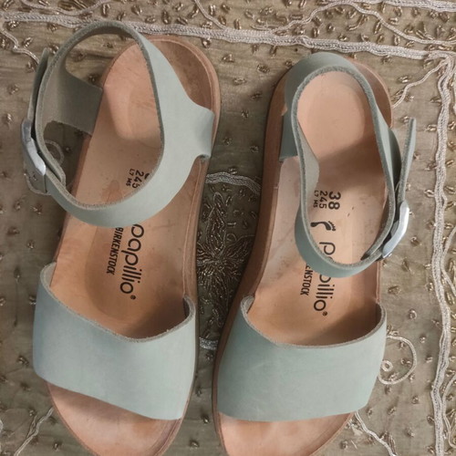 Birkenstock Pappilio Glenda leather anatomical sandals new, turquoise