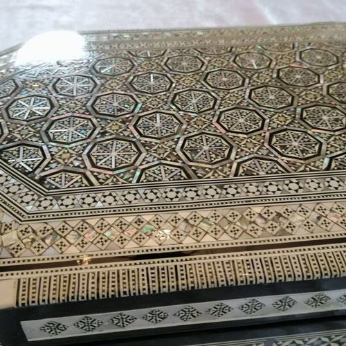 Large handmade jewelry box decorated with mother of pearl, like new