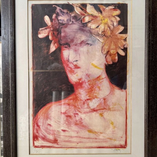 H. Karas silk screen printing like new artwork with frame