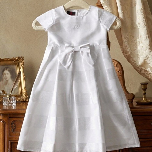 Mini Raxevsky girls dress white 8 years like new, elegant with bow