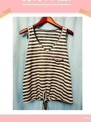 Attrattivo small striped black and white blouse used, elastic, size S