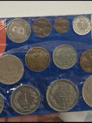 Coin card from Turkey used, all together