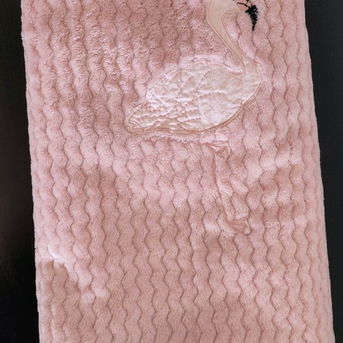 Baby fleece pink cuddle blanket like new with elephant design