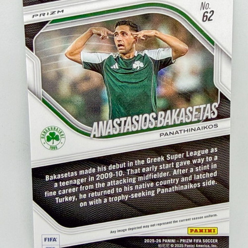 Panini FIFA Prizm 2025/26 Tasos Bakasetas Mosaic Prizm Parallel RC new
