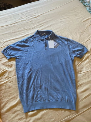 Polo shirt new, cotton, blue, slim fit