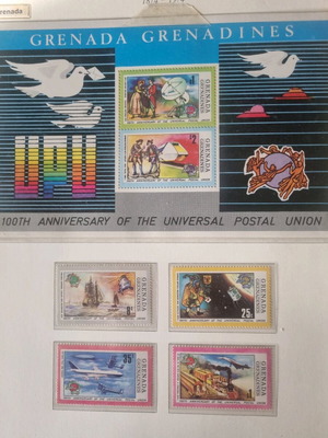 Grenada Grenadines collectible stamp set like new for 100 years UPU