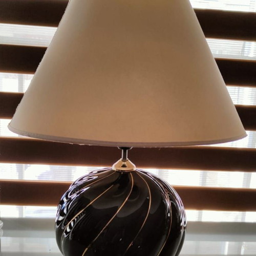 Vintage Italian ceramic table lamp used with gold lines