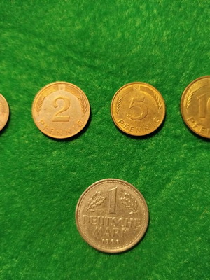 Set of 5 used German coins