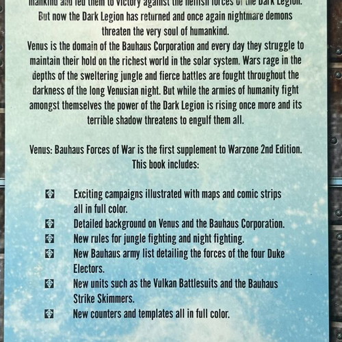 Warzone Venus Bauhaus Forces of War supplement rulebook used