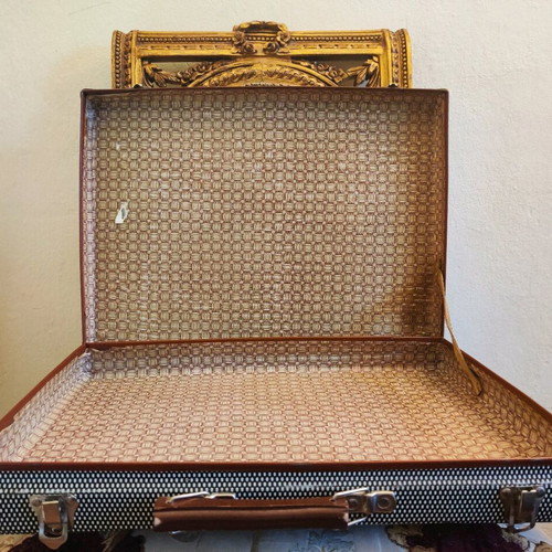 Old suitcase used vintage retro decor from 1950-60s