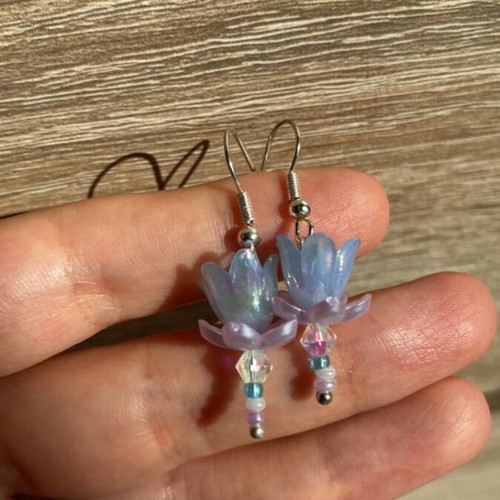 Handmade earrings in purple and turquoise shades inspired by Barbie's Swan Lake