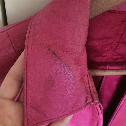 Leather fuchsia jacket used, tailor made, size M