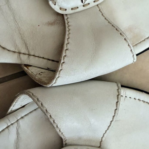 Tod's white leather sandals used, women's size 39, very soft