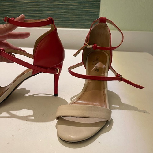 Women's sandals used, beige and red, size 37