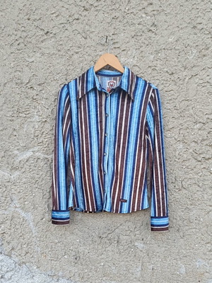Miss Sixty shirt vintage style L, like new, striped blue and brown