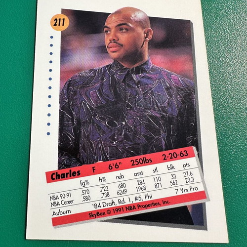 Charles Barkley 1991-92 SkyBox Philadelphia 76ers card excellent condition