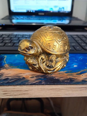 Gold Feng Shui Turtle Decorative Figurine like new