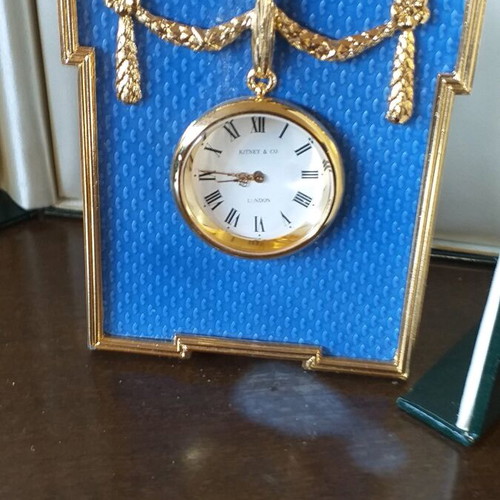 Table clock used Faberge style Kidney & Co London