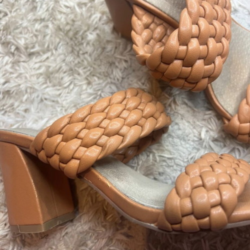 Miss NV braided chunky mules used orange size 37