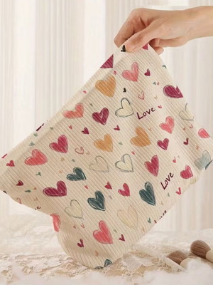 Corduroy toiletry bag with hearts new