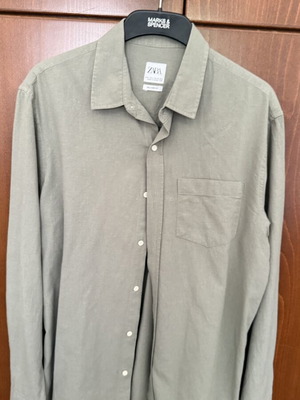 Zara linen shirt used, khaki, size large