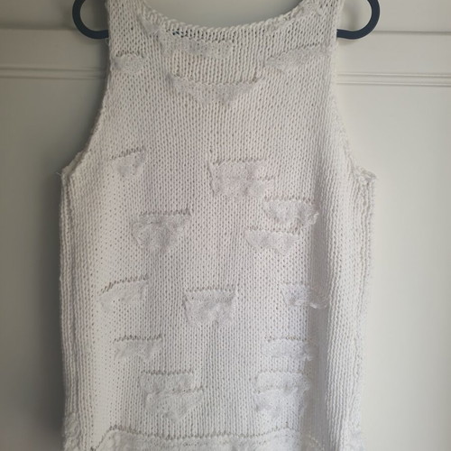 Knitted cotton blouse handmade, like new, size medium to large, white