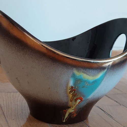 Handmade black porcelain bowl with gold rim from Germany 1980 like new