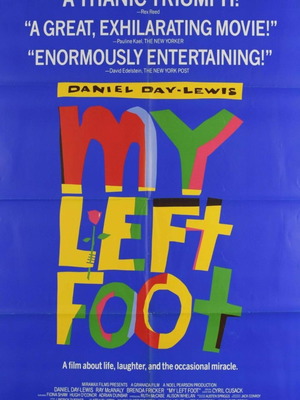 My Left Foot Daniel Day Lewis movie poster used, 1989 authentic American