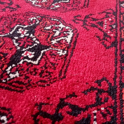 Handmade red wool rug used 1x1.98 m