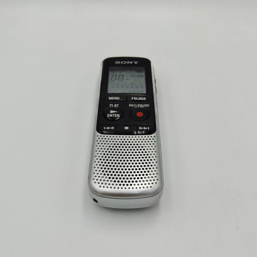 Sony ICD-BX140 voice recorder used with headphones