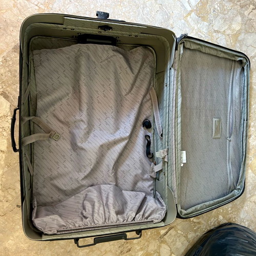 Travel suitcase used, black, dimensions 77x53x26
