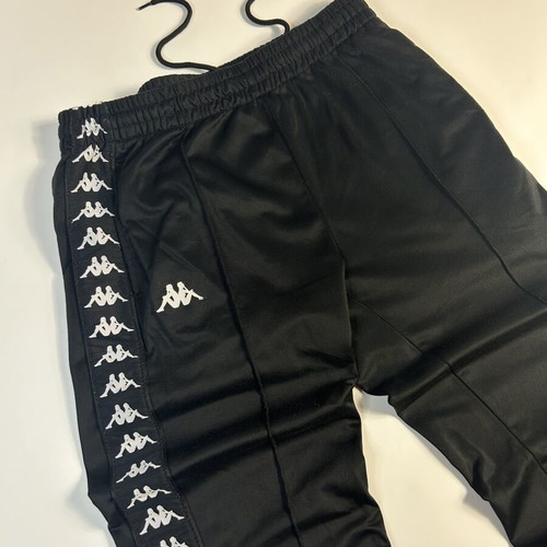 Kappa 222 Banda Astoria track pants men's black white tape loose fit