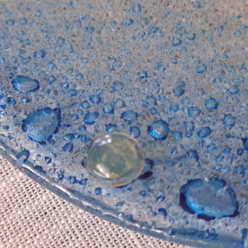 Handmade glass coasters set of 3 with sea bubble effect, new