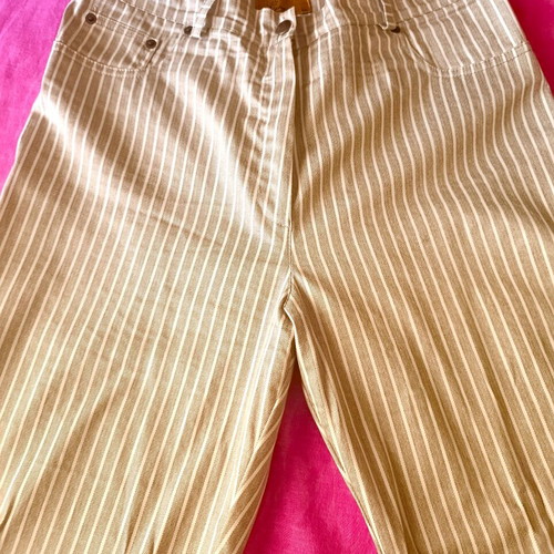 Striped summer pants Syran, white and beige, size L
