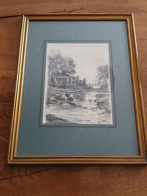 Charcoal drawing by Italian artist F. Traldi like new