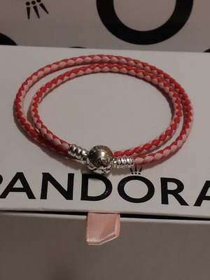 Pandora bracelet new, pink leather strap, size 18 cm