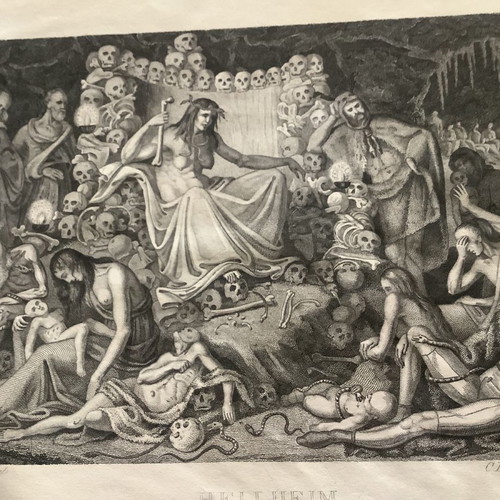 Scandinavian Mythology Helheim Chalcography used 23x14cm