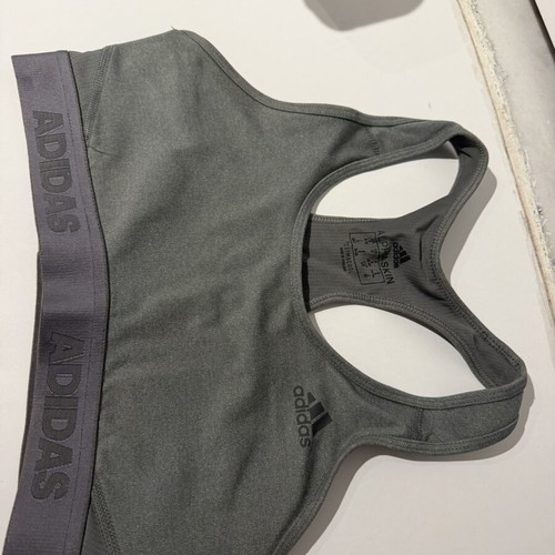 Adidas sports bra, grey, women's gym bra, size S