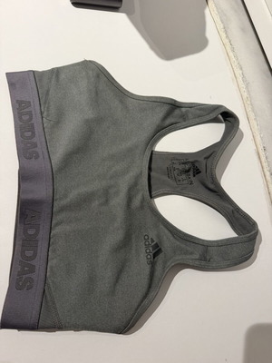 Adidas sports bra, grey, women's gym bra, size S
