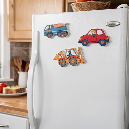 Transportation magnets set of 6, wood eco toys, handpainted, big size