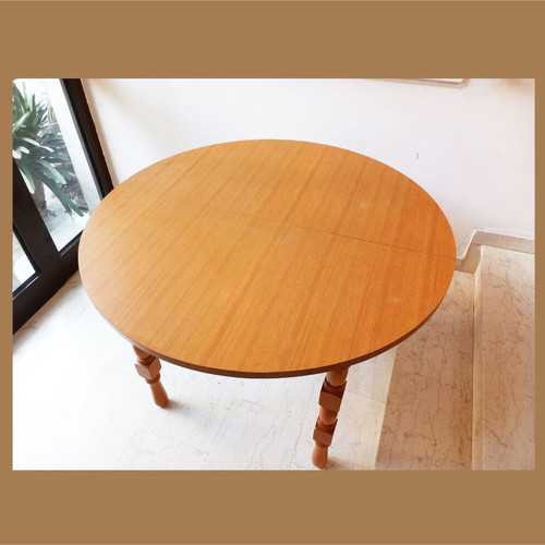 Kitchen dining set round extendable table with 4 chairs beech wood used