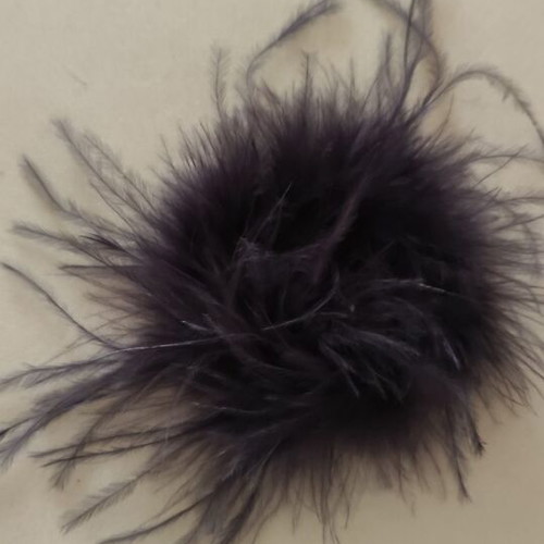 Women's brooch with dark gray feathers new