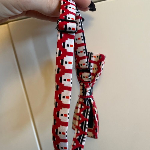 H&M digital snowman bow tie red and white new