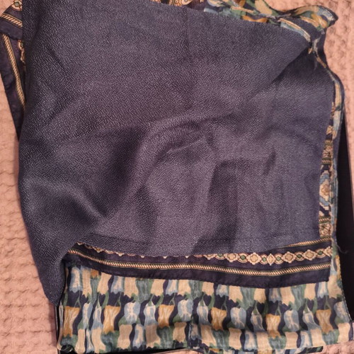 Double-sided scarf like new, 50% silk, blue and brown